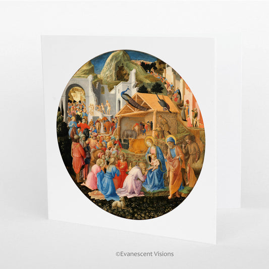 Adoration of the Magi Christmas Card standing on a desk