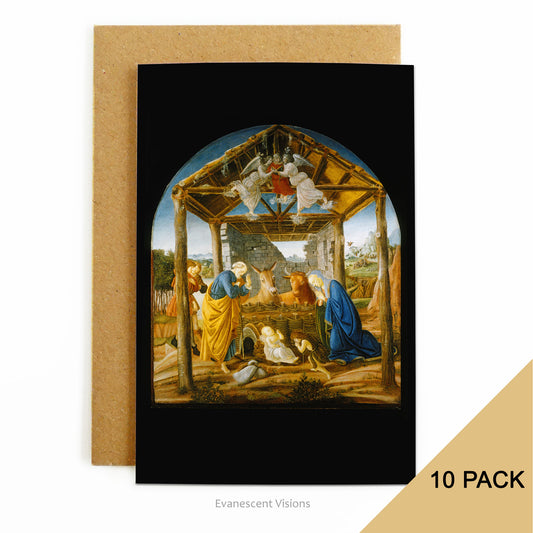 Botticelli Nativity Scene Christmas Card pack with enve
