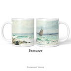 Nautical art mug with artwork Seascape with Waves and Sailing Ship by Christian Mølsted