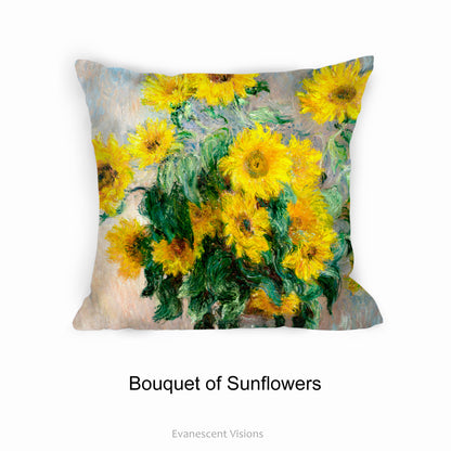 Claude Monet Bouquet of Sunflowers Decorative Art Cushion