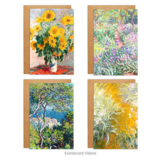 Monet Landscapes, Gardens and Flowers Art Cards, Personalised or Blank
