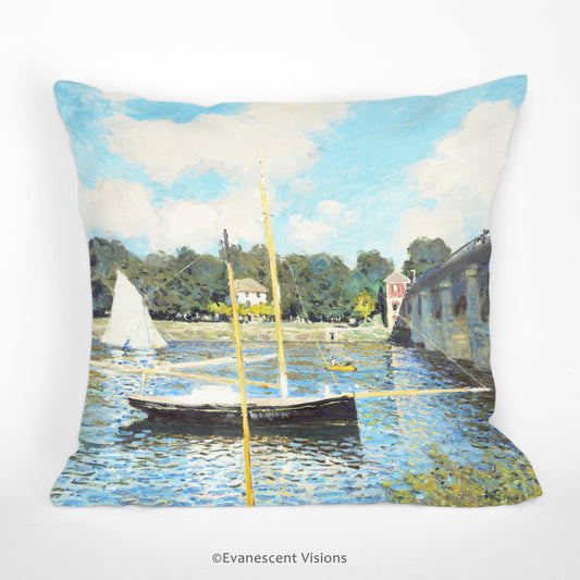 Front view of Monet Bridge at Argenteuil Decorative Cushion