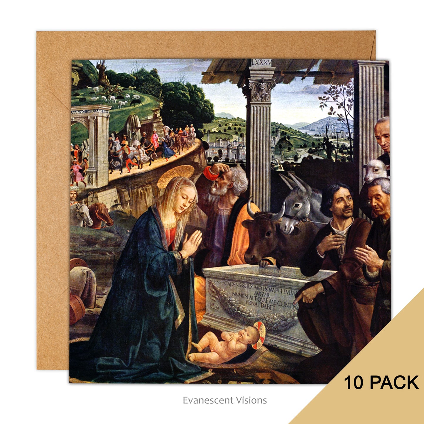 Adoration of the Shepherds Renaissance art Nativity Christmas Card with envelope