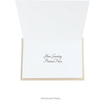 inside the card with a printed greeting