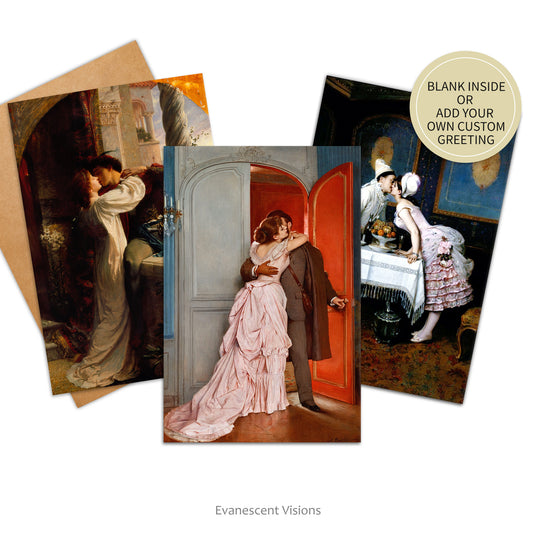 The Kiss Romantic Valentine's Day or Anniversary Fine Art Cards Personalised or Blank 