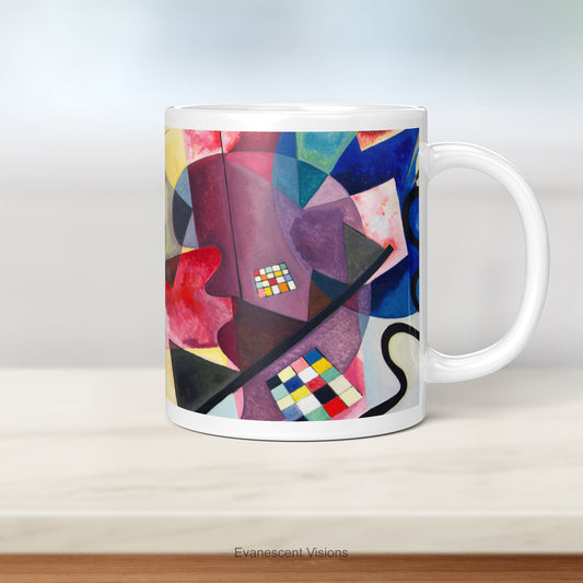 Kandinsky Abstract Art Mugs on a kitchen table