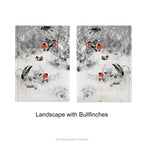 Snowy Winter Landscapes Hardcover Notebook with design option Landscape with Bullfinches.