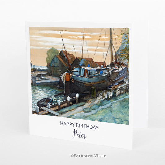 Mondrian Drydock at Durgerdam Personalised Birthday Card standing up