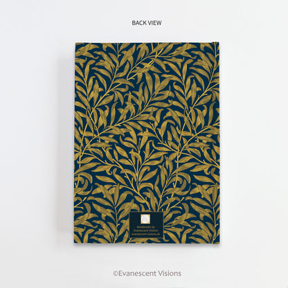 back cover of the William Morris Willow Bough Personalised Hardcover Notebook