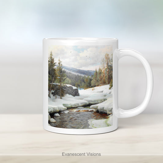 Personalised Winter Landscape Mugs, Christmas Art Mugs