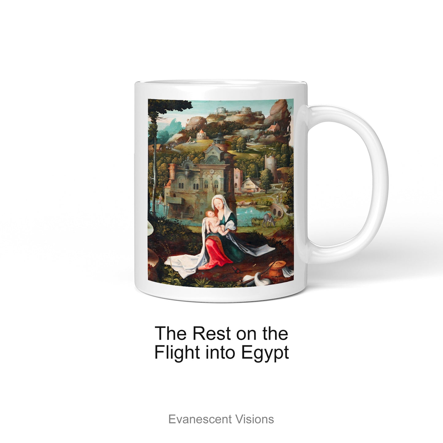 Personalised Fine Art Religious Mug option 'Rest on the Flight into Egypt'