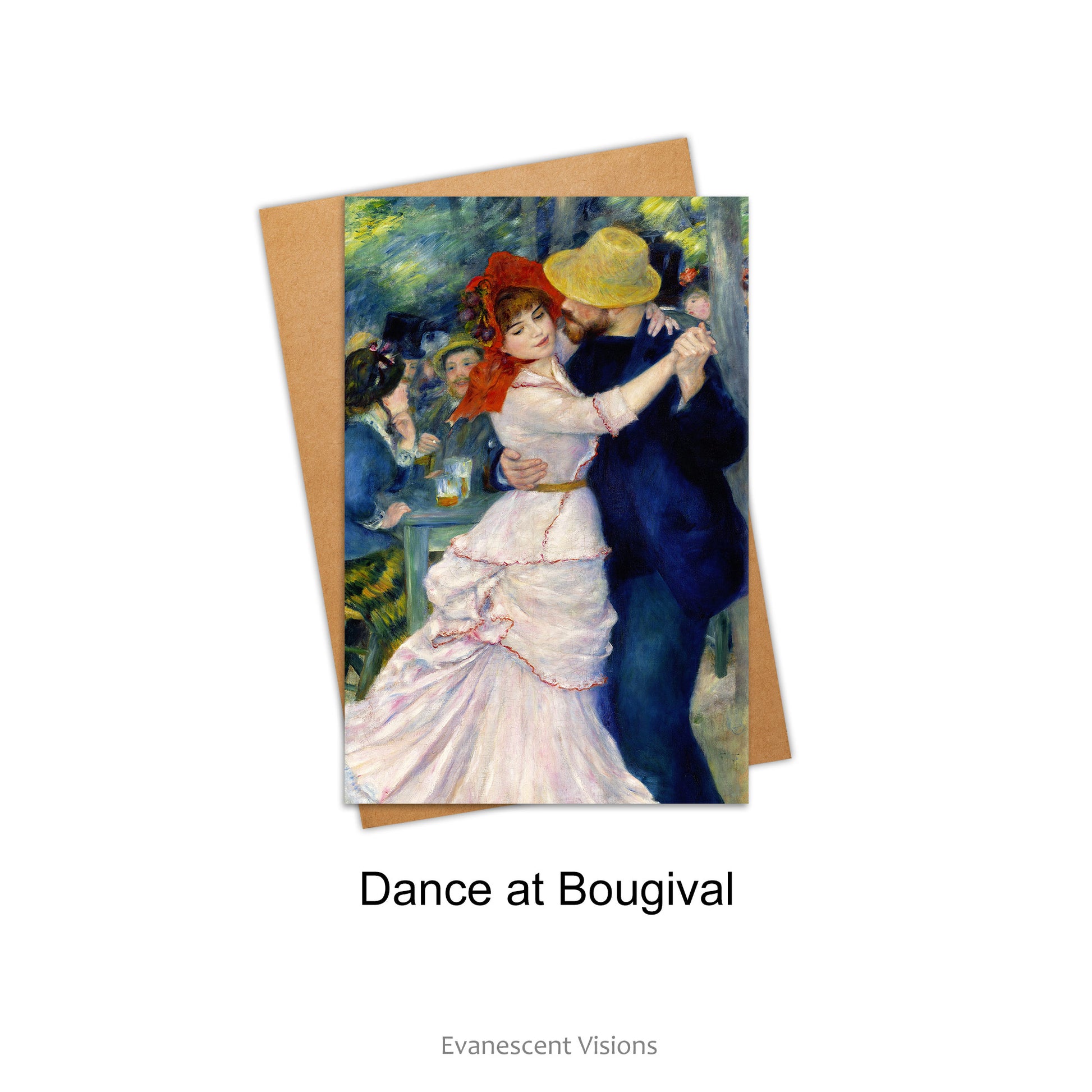 Renoir's 'Dance at Bougival',  Romantic French Impressionist Art Card
