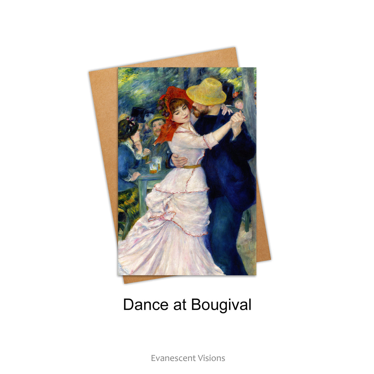Renoir's 'Dance at Bougival',  Romantic French Impressionist Art Card