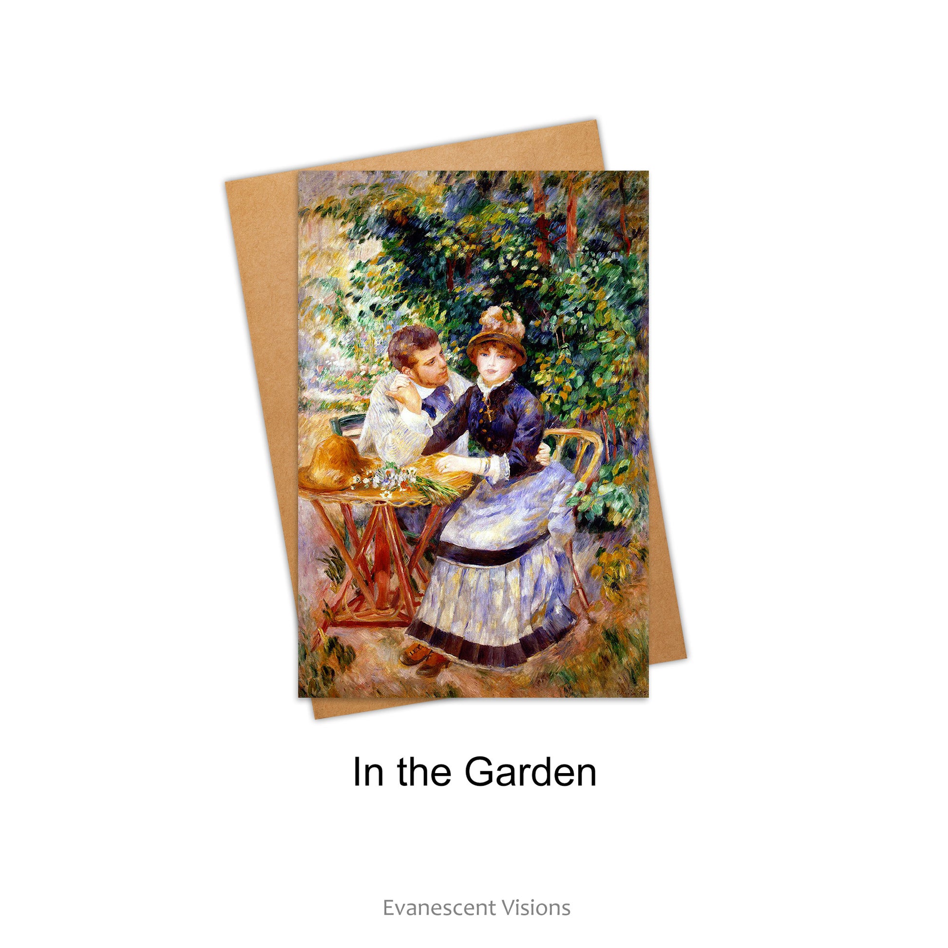 Renoir's 'In the Garden', Romantic French Impressionist Art Card
