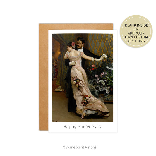 Personalised Anniversary Card with  Rogelio de Egusquiza's artwork entitled The End of the Ball and envelope