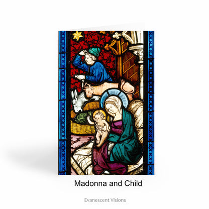 Medieval Stained Glass Madonna and Child Art Christmas Cards